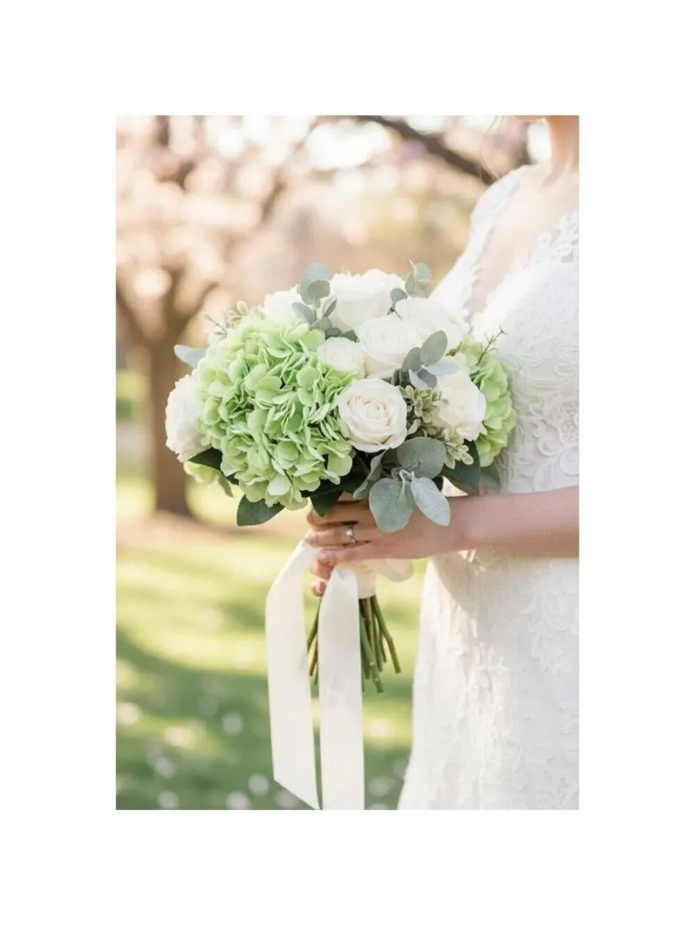 Light Green Hydrangea Stem Artificial Silk Flower Spring Wedding Decor